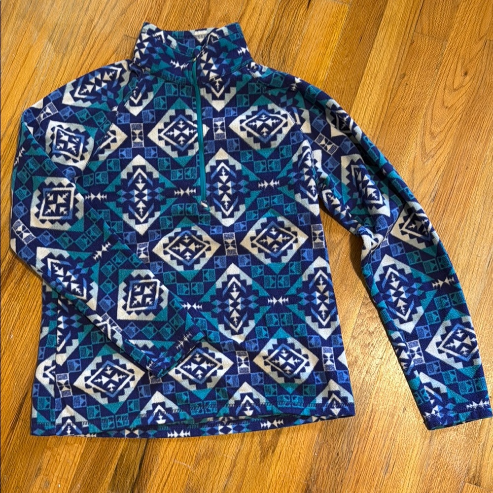 Eddie Bauer Blue Geometric Pattern Women's Top
